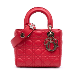 Christian Dior B Dior Red Lambskin Leather Leather Small Lambskin Cannage My ABCDior Lady Dior Italy