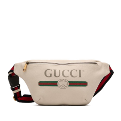 Gucci AB Gucci White Calf Leather Logo Belt Bag Italy