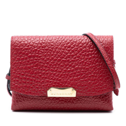 Burberry B Burberry Red Calf Leather Embossed Grained Langley Crossbody Romania