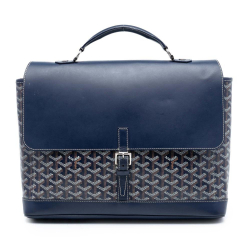 Goyard B Goyard Blue Navy Coated Canvas Fabric Goyardine Citadin PM France