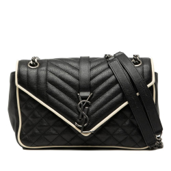 Saint Laurent B Saint Laurent Black Calf Leather Medium skin Triquilt Monogram College Bag Italy