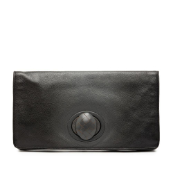 Bottega Veneta B Bottega Veneta Black Calf Leather Turn Lock Clutch Italy