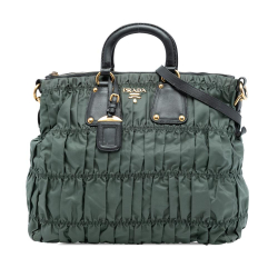 Prada B Prada Green Nylon Fabric Tessuto Gaufre Tote Italy