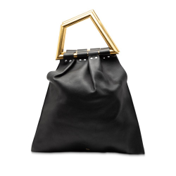 Celine B Celine Black Calf Leather Open Triangle Sac Handbag Italy