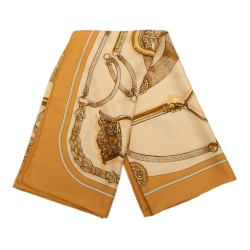 Hermès AB Hermès Brown Silk Fabric Gaucho Par Hermes Scarf 90 France