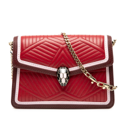 Bvlgari AB Bvlgari Red Calf Leather Mini Quilted skin Diamond Blast Serpenti Forever Crossbody Italy