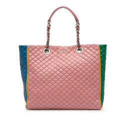 Dolce&Gabbana B Dolce & Gabbana Pink Lambskin Leather Leather Mulitcolor Quilted Lambskin Lily Glam Tote Italy