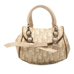Christian Dior B Dior Brown Beige Coated Canvas Fabric Mini Diorissimo Trotter Romantique Handbag Italy