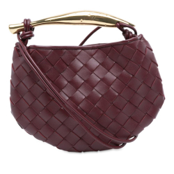 Bottega Veneta Red Bordeaux Lambskin Leather Leather Baby Lambskin Intrecciato Sardine Satchel Italy
