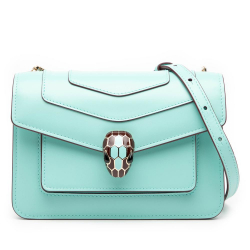 Bvlgari AB Bvlgari Blue Turquoise Calf Leather Serpenti Forever Crossbody Italy