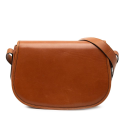 Ferragamo B Ferragamo Brown Rust Calf Leather Flap Crossbody Italy