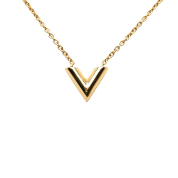Louis Vuitton AB Louis Vuitton Gold Gold Plated Metal Essential V Necklace Italy