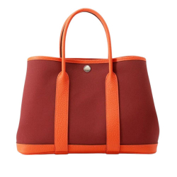 Hermès AB Hermès Red Burgundy Canvas Fabric Toile and Negonda Garden Party 30 France