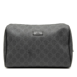 Gucci AB Gucci Black Coated Canvas Fabric GG Supreme Pouch Italy