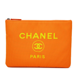 Chanel AB Chanel Orange Fiber Fabric Medium Mixed Deauville O Case Clutch Italy