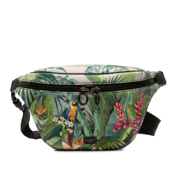 Dolce&Gabbana A Dolce & Gabbana Green Chemical Fiber Fabric Neoprene Tropical Print Palermo Belt Bag Italy