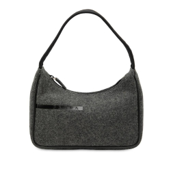 Prada AB Prada Gray Dark Gray Wool Fabric Sport Shoulder Bag Italy
