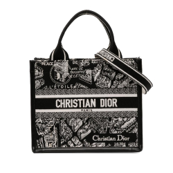 Christian Dior AB Dior Black Canvas Fabric Small Embroidered Plan De Paris Book Tote Italy