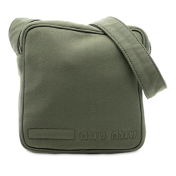 Miu Miu B Miu Miu Green Cotton Fabric Jersey Logo Crossbody Italy