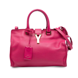 Saint Laurent B Saint Laurent Pink Hot Pink Calf Leather Small skin Cabas Chyc Satchel Italy