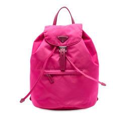 Prada B Prada Pink Nylon Fabric Tessuto Drawstring Backpack Italy