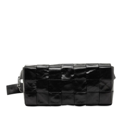 Bottega Veneta AB Bottega Veneta Black Calf Leather Stretch Paper skin Intrecciato Cassette Belt Bag Italy