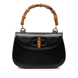 Gucci B Gucci Black Calf Leather skin Bamboo Night Italy