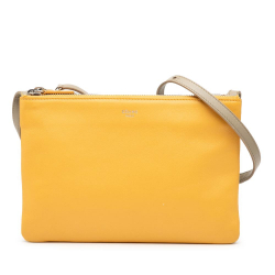 Celine B Celine Yellow Mustard Lambskin Leather Leather Large Tricolor Lambskin Trio Crossbody Italy