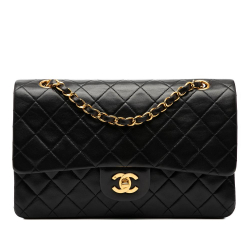 Chanel B Chanel Black Lambskin Leather Leather Medium Classic Lambskin Double Flap France
