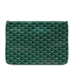 Goyard AB Goyard Green Coated Canvas Fabric Goyardine Senat MM France