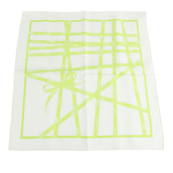 Hermès B Hermès White with Green Light Green Silk Fabric Bolduc Scarf 45 France
