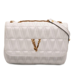 Versace B Versace White Nappa Leather Leather Virtus V Crossbody Italy
