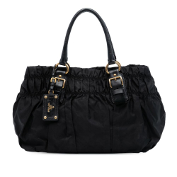 Prada B Prada Black Nylon Fabric Tessuto Gaufre Satchel Italy