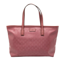Gucci B Gucci Pink Coated Canvas Fabric Medium GG Imprime Tote Italy
