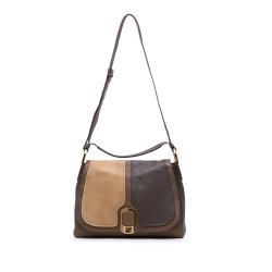 Fendi B Fendi Brown Calf Leather skin Colorblock Anna Satchel Italy