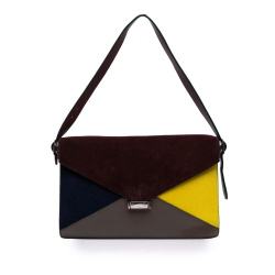 Celine AB Celine Red Bordeaux with Multi Calf Leather Suede skin and Pony Hair Diamond Clutch Italy