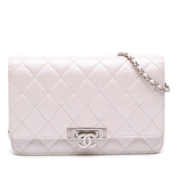 Chanel B Chanel White Ivory Caviar Leather Leather Quilted Caviar Golden Class Wallet On Chain Italy