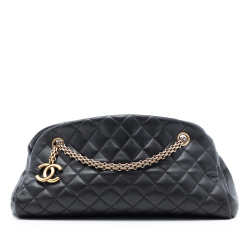 Chanel B Chanel Black Calf Leather Medium Aged skin Just Mademoiselle Bowling Bag Italy