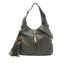 Gucci B Gucci Brown Taupe Calf Leather Medium Guccissima New Jackie Satchel Italy