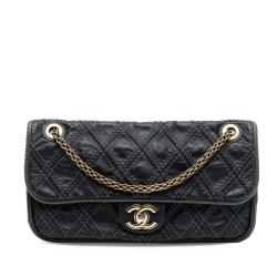 Chanel AB Chanel Gray Charcoal Calf Leather Paris Bombay Medium CC skin Triptych Flap Italy
