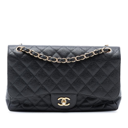 Chanel B Chanel Black Caviar Leather Leather Jumbo Classic Caviar Double Flap Italy