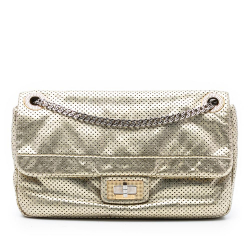 Chanel B Chanel Gold Light Gold Calf Leather Medium Reissue Perforated skin Drill Flap Italy