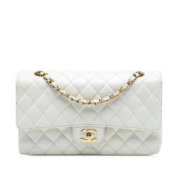 Chanel B Chanel White Ivory Caviar Leather Leather Medium Classic Caviar Double Flap France