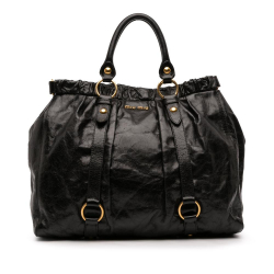 Miu Miu B Miu Miu Black Calf Leather Vitello Shine Satchel Italy