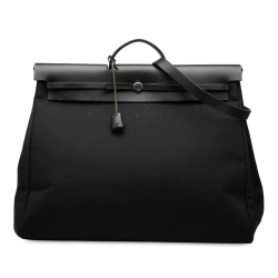 Hermès B Hermès Black Canvas Fabric Toile Militaire Vache Hunter Herbag Zip Retourne Cabine 50 France