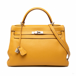 Hermès Kelly 32 Taurillon Clemence Leather Top-handle Handbag Jaune de Naples