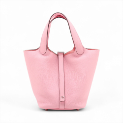 Hermès Picotin 18 Taurillon Clemence Leather Lock Bucket Handbag Rose Sakura