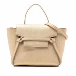 Celine Belt Bag Nano Grained Calfskin Leather Tote Handbag Gold