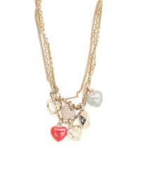 Christian Dior CD Heart Rhinestone Triple Necklace