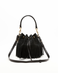 Saint Laurent Suede Emmanuelle Fringe Bucket Bag